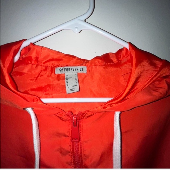 Forever 21 Red/Orange and White Stripe windbreaker poncho size M - Picture 2 of 6